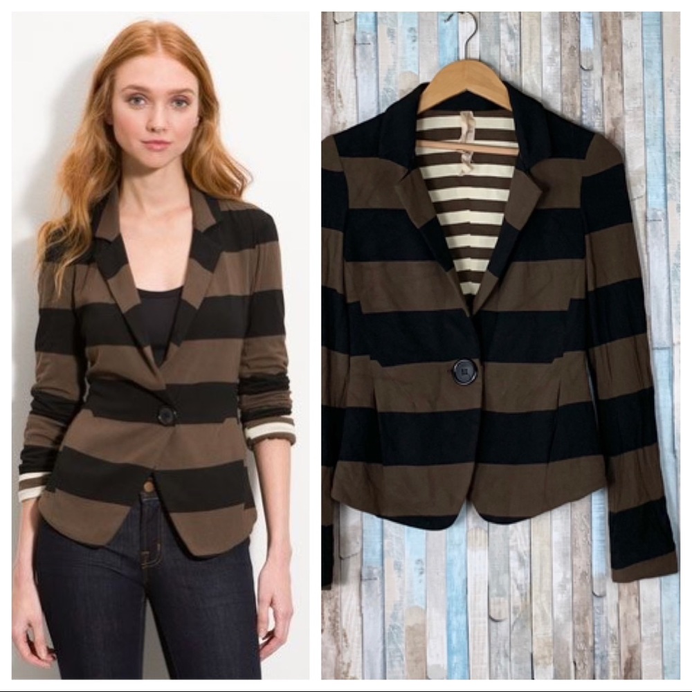 Bailey 44 XS Brown Striped Knit Jib Jacket Blazer